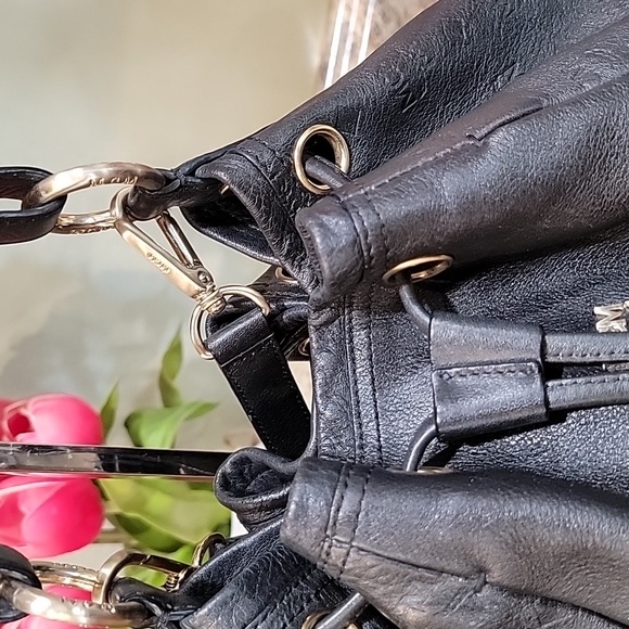 🌵MCM EUC Black Visetos Leather Drawstring Bucket Bag - Picture 3 of 14